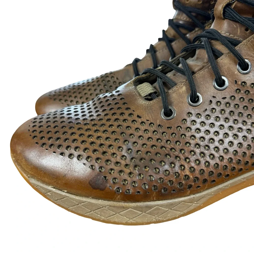 Nobull High Top Leather Brown Trainers Sneakers Boots Casual Shoes Perforated 11